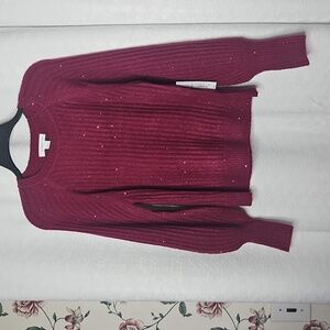 Liz Claiborne Deep Royal Magenta  Crew Sparkle Neck Sweater